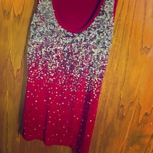 Red sequin tank